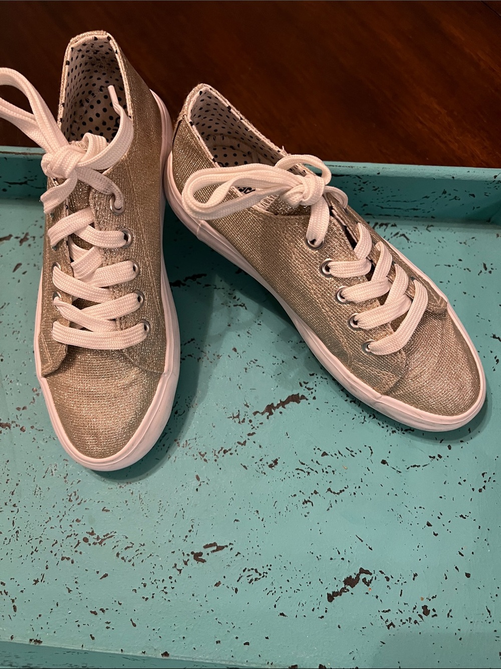 Kids Cynthia Rowley Metallic Gold Low-Top Lace-Up Sneakers